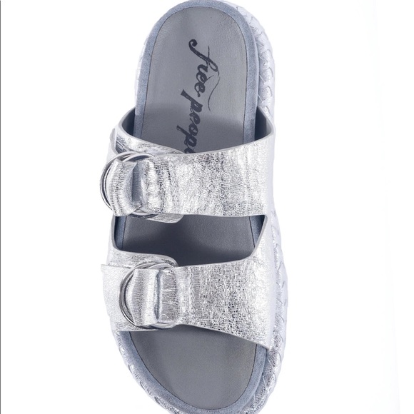 Free People PANAMA FOOTBED SANDALS, SILVER - Picture 5 of 10